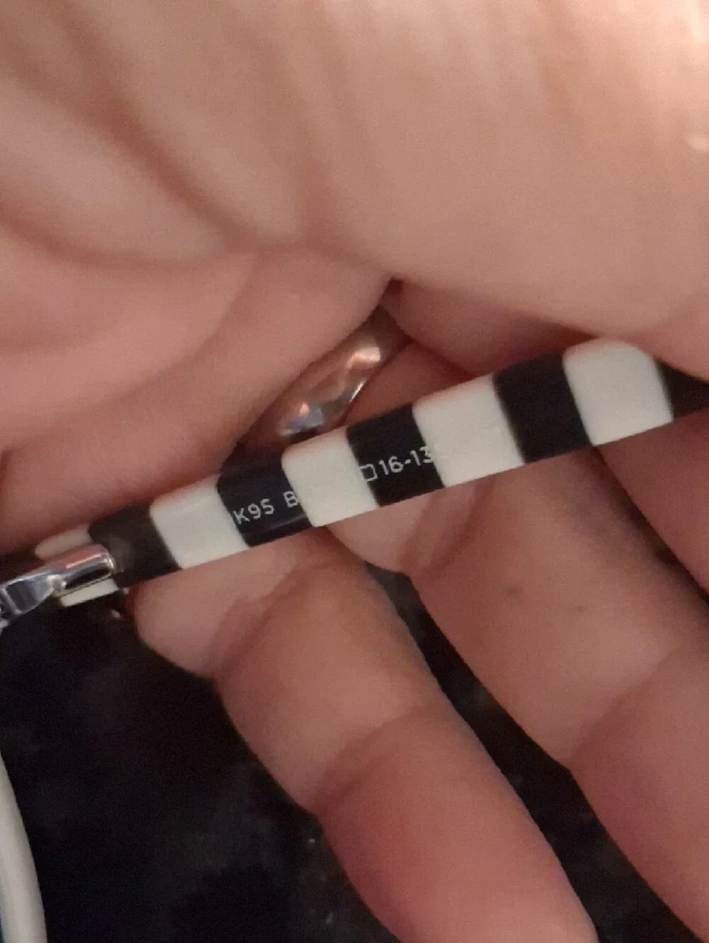 Hot Kiss Black Frame Glasses with Black and White Striped Temples
